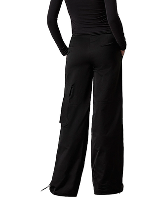 PANTALONI DONNA CARGO IN SATIN - NERO