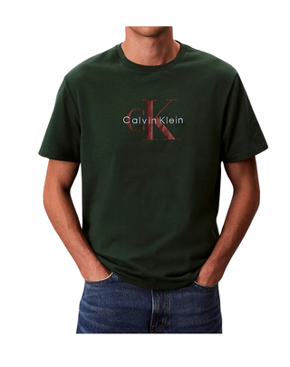 T-SHIRT UOMO MANICA CORTA IN COTONE - VERDONE LV04RB862G LLG CALVIN KLEIN 