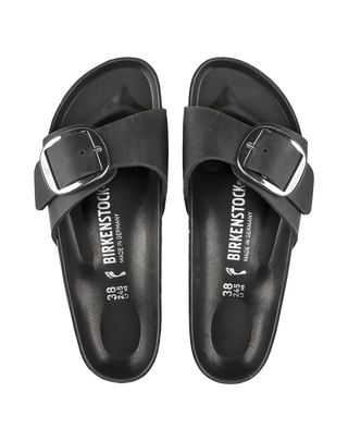 SANDALO DONNA " MADRID BIG BUCKLE " IN PELLE OLIATA NERA 1006523 BLACK BIRKENSTOCK 