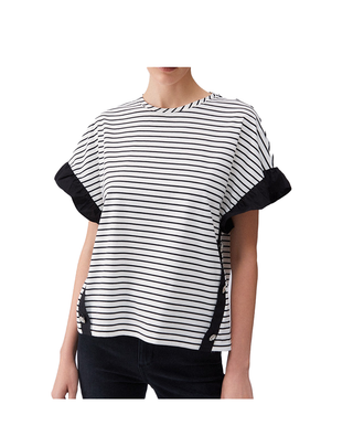 TOP A RIGHE CON BOTTONI GIOIELLO - BIANCO NERO WA6496J4909 P9442 LIU JO 