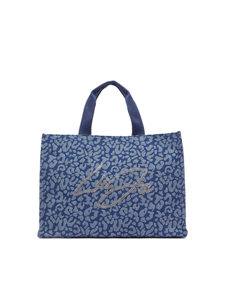 BORSA GRANDE IN DENIM ANIMALIER BLU 2A6026D3200 78365 LIU JO 