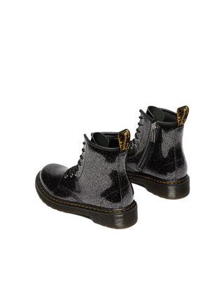 STIVALI JUNIOR " 1460 " IN PELLE LUCIDA GLITTERATA NERA 41436001 BLACK SILVER DR.MARTENS 