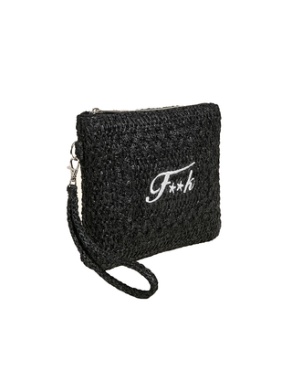 MINI POCHETTE IN RAFIA - BLACK SW0007 BK F**K 