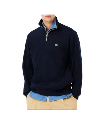 FELPA INTERLOCK A COLLO ALTO CON ZIP - BLU SH1927 166 LACOSTE 