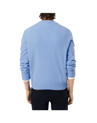MAGLIONE GIROCOLLO UOMO IN LANA CARDATA - CELESTE AH2916 HBP LACOSTE 