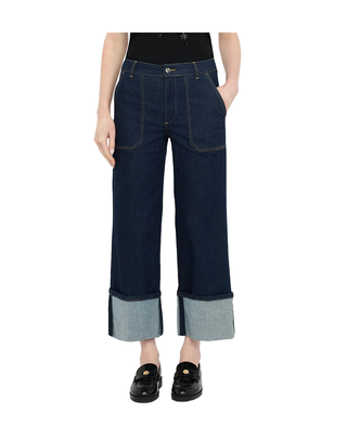 JEANS DONNA STRAIGHT CON RISVOLTO IN DENIM SCURO UF5184D4925 77000 LIU JO 