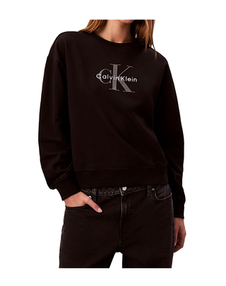 FELPA DONNA CON MACRO LOGO IN SPUGNA FRANCESE - NERA LV047B234G UB1 CALVIN KLEIN 