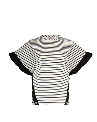 TOP A RIGHE CON BOTTONI GIOIELLO - BIANCO NERO WA6496J4909 P9442 LIU JO 