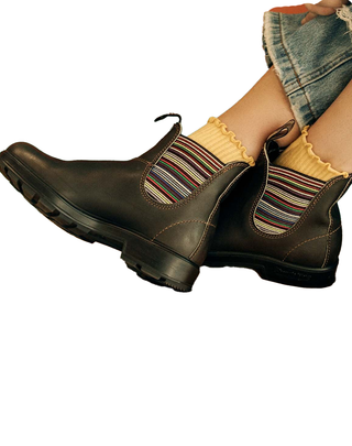STIVALETTO DONNA "1409" IN PELLE MARRONE ED ELASTICO MULTIRIGA