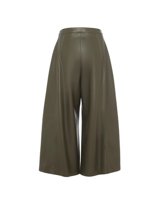 PANTALONE CROP IN ECO PELLE VERDE MILITARE P083EU MA339 MANILA GRACE 