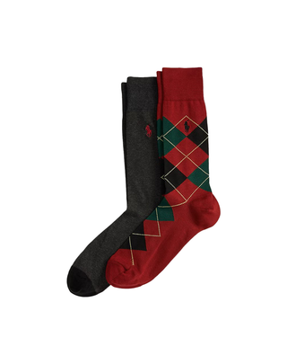 PACCO 2 PAIA CALZINI UOMO " ARGYLE " - ROSSO/ANTRACITE MEL. 449901994 004 RALPH LAUREN 