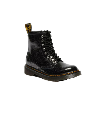 STIVALI JUNIOR " 1460 " IN PELLE LUCIDA GLITTERATA NERA 41436001 BLACK SILVER DR.MARTENS 