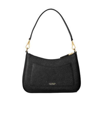 BORSA IN PELLE NERA TRATTEGGIATA " DANNY MEDIA " 431883768 008 RALPH LAUREN 