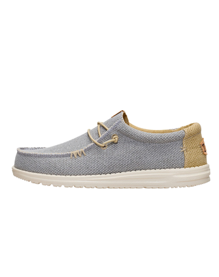 MOCASSINO IN TELA UOMO " WALLY BRAIDED"- GREY OLIVE HD.40003 1YF HEY DUDE 