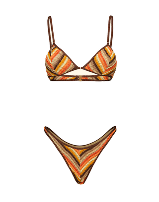 BIKINI CON TESSUTO OPERATO FANTASIA - MARRONE SW0752- BN F**K 