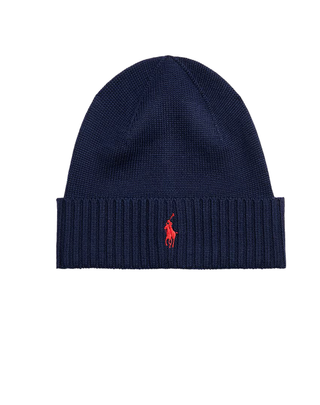 ZUCCOTTO IN PURA LANA CON LOGO - NAVY 710886137 002 RALPH LAUREN 