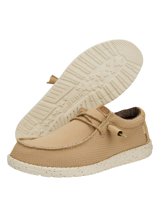 MOCASSINO UOMO " WALLY SPORT MESH" - TAN/WHITE HD.40403 25W HEY DUDE 