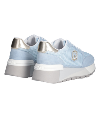 SNEAKERS DONNA CON PLATFORM IN SUEDE E MESH - AZZURRO