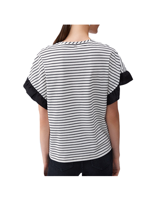 TOP A RIGHE CON BOTTONI GIOIELLO - BIANCO NERO WA6496J4909 P9442 LIU JO 