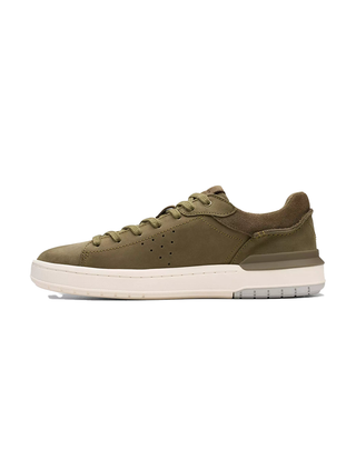 SNEAKERS UOMO IN PELLE NABUK VERDE OLIVA  " COURTLITE 2 RUN " 26181 324 CLARKS 