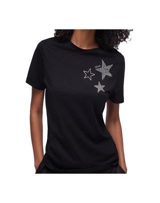 T-SHIRT DONNA CON APPLICAZIONI STELLE - NERO WA6491JS923 P9354 LIU JO 