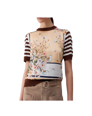 MAGLIA IN MISTO VISCOSA CON INSERTI IN TWILL STAMPATO WA6386MS49I P9245 LIU JO 