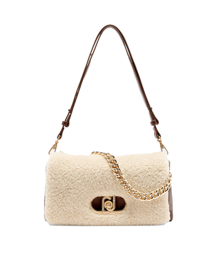 BORSA MEDIA IN ECO PELLE E TEDDY - TESTA DI MORO AF5138E0692 90912 LIU JO 