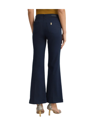 PANTALONI DONNA FLARE CON BOTTONI GIOIELLO - BLU