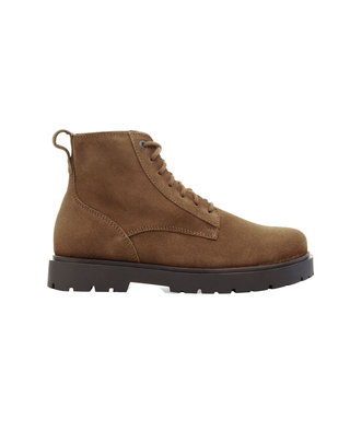 STIVALETTO STRINGATO UOMO " HIGHWOOD LACE MID " IN PELLE SCAMOSCIATA DARK TEA 1030965 DARK TEE BIRKENSTOCK 