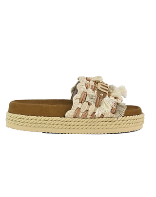 SANDALO A FASCIA CON FRANGE - BEIGE 451008K BEI MOU 