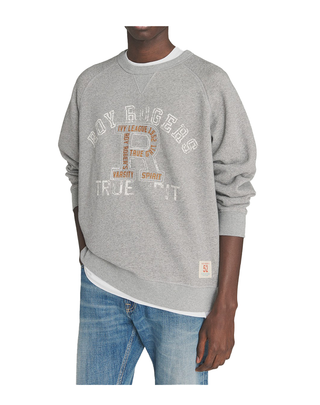 FELPA GIROCOLLO CON STAMPA TRUE GRIT - GRIGIO CHIARO MELANGE CREW NECK ATLETIC CLUB GERY MELANGE ROY ROGERS 