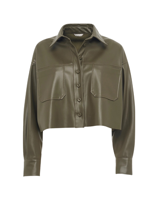 CAMICIA DONNA CROP IN ECO PELLE - VERDE MILITARE C080EU MA339 MANILA GRACE 