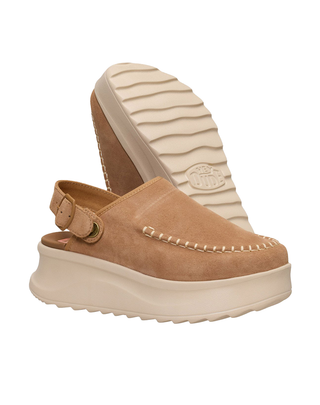 SANDALO DONNA CON PLATFORM " DELRAY CLOG SUEDE " - TAN 44259 265 HEY DUDE 