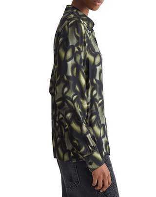 CAMICIA DONNA IN RASO STAMPATO - VERDE NERO
