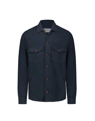 GIACCA CAMICIA " ACADIAN " IN MISTO COTONE LINO - BLU ACADIA N BL'KER 
