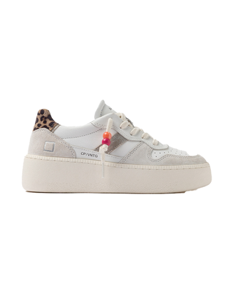 SNEAKERS DONNA COURT PLATFORM VINTAGE CALF WHITE-LEOPARD COURT PLATFORM WD D.A.T.E. 