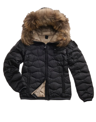 PIUMINO DONNA " ALDIE " CON BORDO IN PELLICCIA - NERO INTERNO BEIGE 25WBLDC03096 999ei BLAUER 