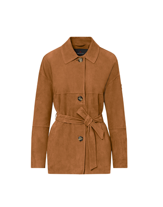 GIACCA DONNA IN PELLE SCAMOSCIATA CON CINTURA PED5563 466 PEUTEREY 