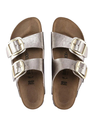 SANDALO ARIZONA BIG BUCKLE IN BIRKO-FLOR - GRACEFUL TAUPE 1020882-S GRACEFUL TAUPE BIRKENSTOCK 