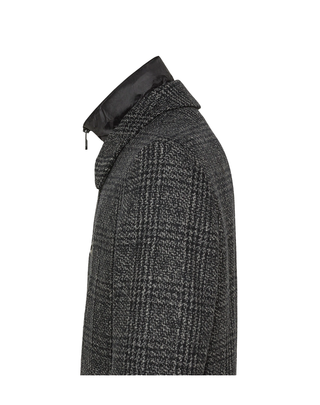 CAPPOTTO UOMO IN PANNO  CON PETTORINA STACCABILE " FIONNGHAL CHECK " - GRIGIO PEU5608 761 PEUTEREY 