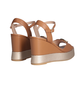 SANDALO IN PELLE " KAREN " - MARRONE