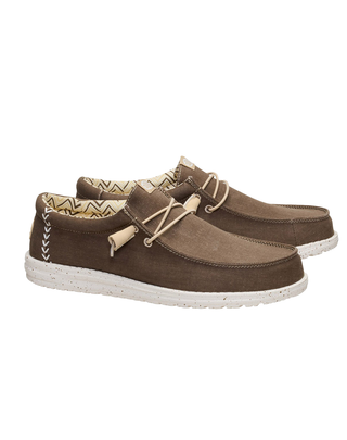 MOCASSINO UOMO WALLY STRETCH CANVAS - TEAK BROWN HD.40700 2LN HEY DUDE 