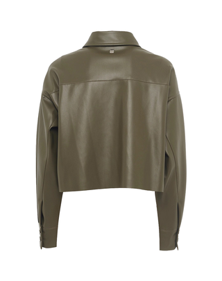 CAMICIA DONNA CROP IN ECO PELLE - VERDE MILITARE C080EU MA339 MANILA GRACE 