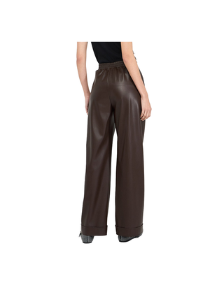 PANTALONI DONNA IN TESSUTO SPALMATO - CIOCCOLATO MF5069E0624 90915 LIU JO 