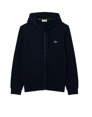 FELPA FULL ZIP UOMO INVERNALE CON CAPPUCCIO - BLU SH9626 166 LACOSTE 