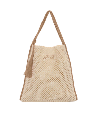 BORSA TRAFORATA IN RAFIA - BEIGE SW0004 BG F**K 