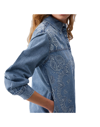 CAMICIA DA DONNA IN JEANS CON RICAMI UA6145 79016 LIU JO 
