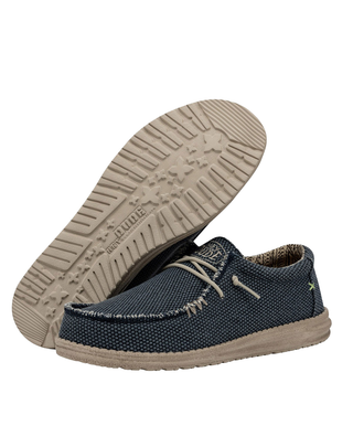 MOCASSINO IN TELA UOMO " WALLY BRAIDED"- BLUE NIGHT HD.40003 4NM HEY DUDE 