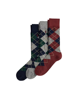 PACCO 3 CALZINI UOMO " ARGYLE " - VINACCIA/GRIGIO/BLU NAVY 449912704 003 RALPH LAUREN 