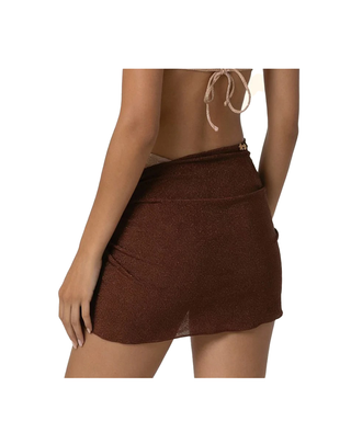 PAREO CORTO CON FILO LUREX - MARRONE SW1147 BN F**K 